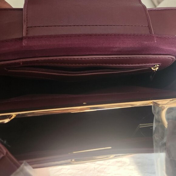 Badgley Mischka Plum Set Quilted Tote with Pink Scarf and Matching Wallet - Picture 7 of 16